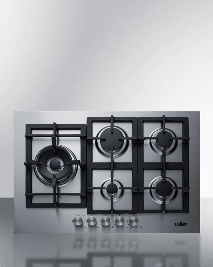 Summit GCJ5SSLP 30" Wide 5-burner Propane Gas Cooktop In Stainless Steel