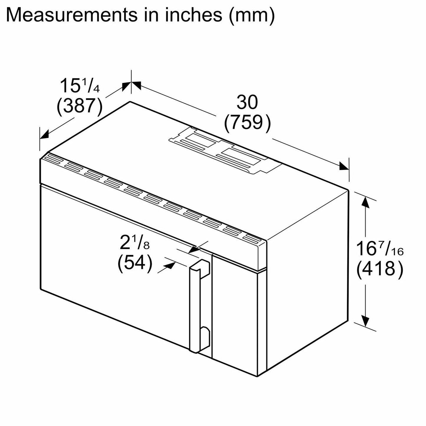 Bosch HMV3055U 300 Series, Over-The-Range Microwave, 30'', Door Hinge: left, Stainless steel
