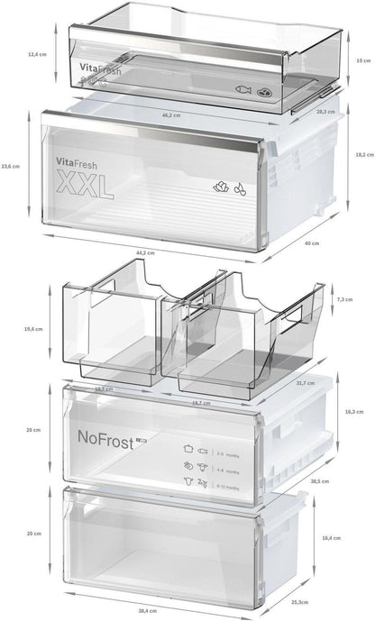 Bosch B24CB80ESB 800 Series, free-standing fridge-freezer with freezer at bottom, glass door, 24'', Black, Total No Frost