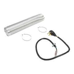 Whirlpool W10182830RB Electric Dryer Vent Kit with 4' power cord, right-angle 4-prong plug, 8' metal slit-cuff vent, and 4