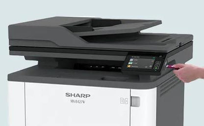 Sharp MXB427W MX-B427W Monochrome Wireless Multifunction Printer Prints up to 42 pages per minute , copy, scan, fax Maximum paper capacity of 900 sheets 600 x 600 dpi printing delivers clear, crisp images and text
