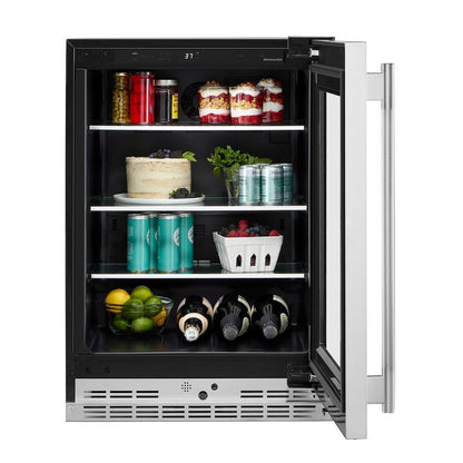 Kitchenaid KURR524SPS 24" Undercounter Refrigerator with Glass Door and Shelves with Metallic Accents