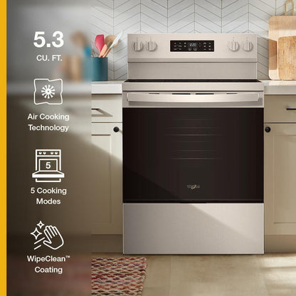 Whirlpool WFES5730SB 30-inch Electric Range with Air Cooking Technology
