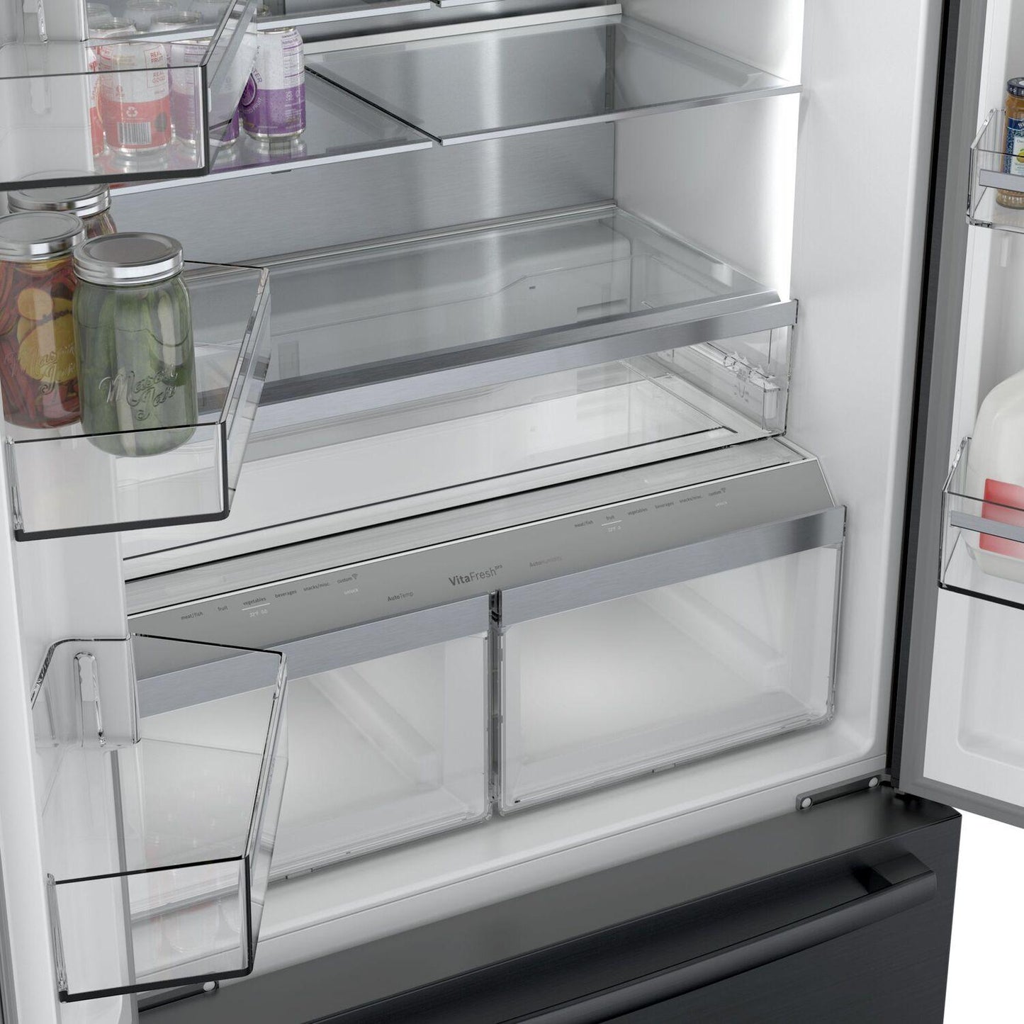 Bosch B36CT80SNB 800 Series, French Door Bottom freezer, multi door, 36'', Black inox-antifingerprint