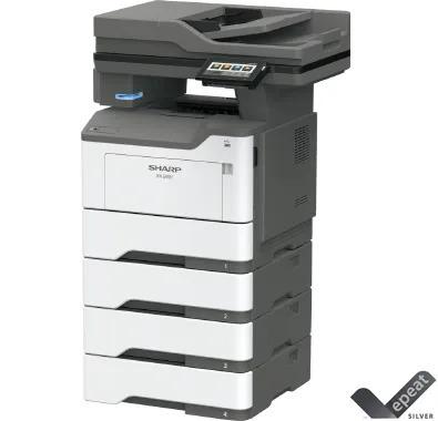 Sharp MXB468F MX-B468F Monochrome Multifunction Printer Prints up to 46 pages per minute , copy, scan, fax Maximum paper capacity of 2,300 sheets Exceptional Image Quality with 1,200 x 1,200 dpi print resolution