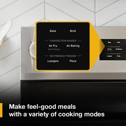 Whirlpool WFES4530SW 30-inch Electric Range with Air Cooking Technology and Steam Clean