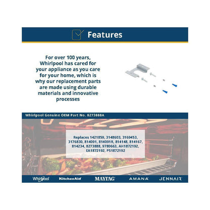 Kitchenaid 8273888A Range Anti-Tip Kit with (1) anti-tip bracket, (2) mounting screws, (2) anchors, and (1) washer