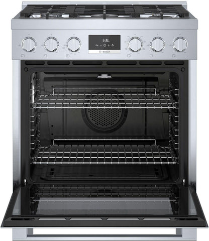 Bosch HDS8055U 800 Series, Dual fuel freestanding range, 30'', Stainless steel
