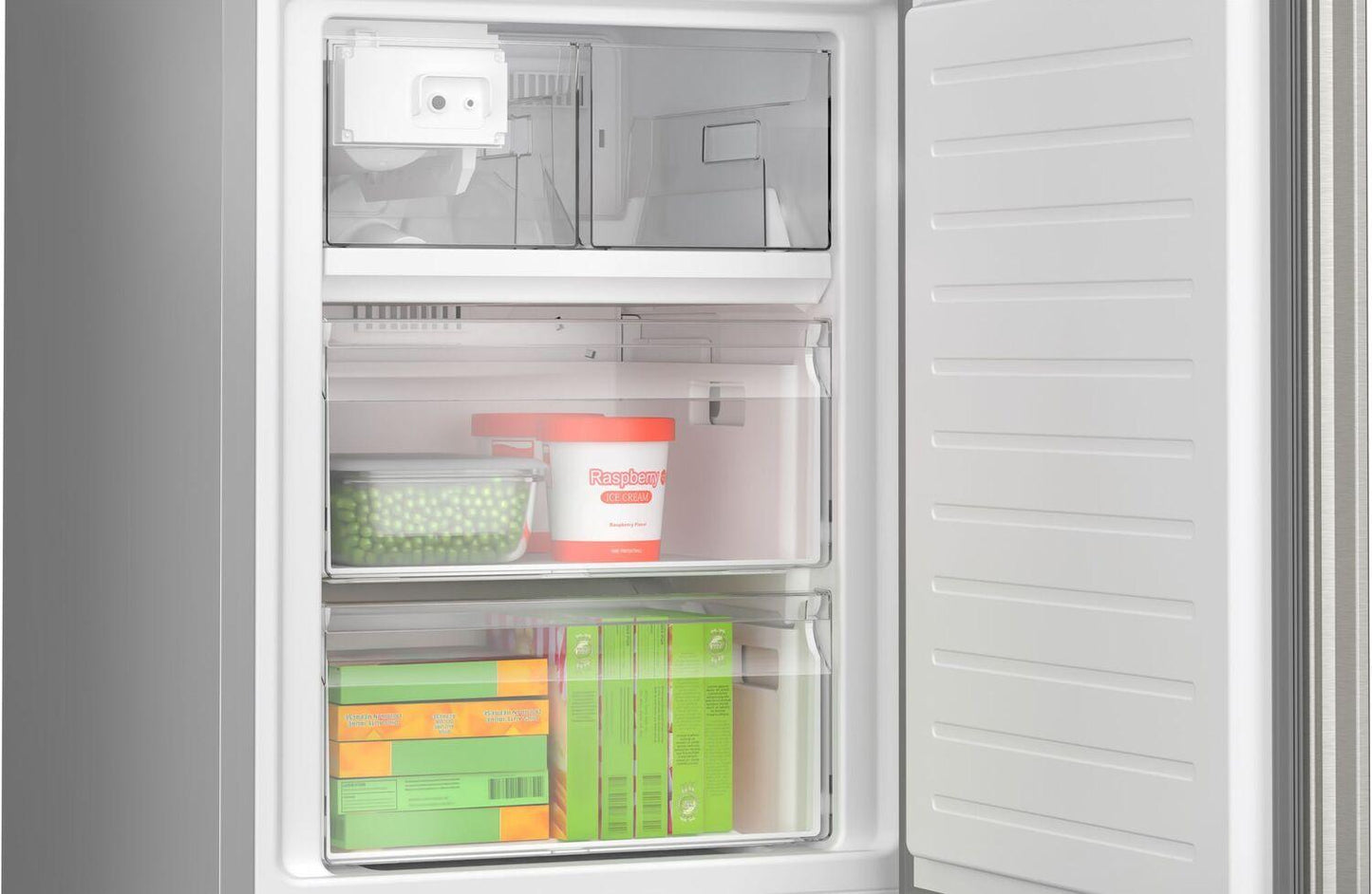 Bosch B24CB80ESS 800 Series, free-standing fridge-freezer with freezer at bottom, 24'', Brushed steel (with anti-fingerprint), Total No Frost