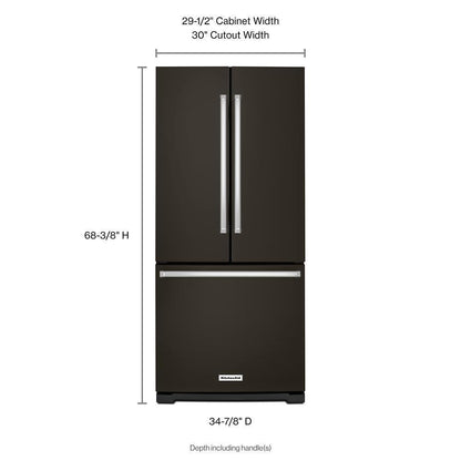 Kitchenaid KRFF300EBS 20 cu. Ft. 30-Inch Width Standard Depth French Door Refrigerator with Interior Dispense