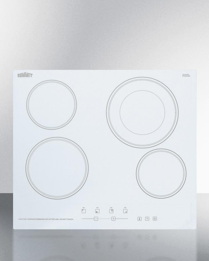 Summit CR4B23T6W 24" Wide 230v 4-burner Radiant Cooktop