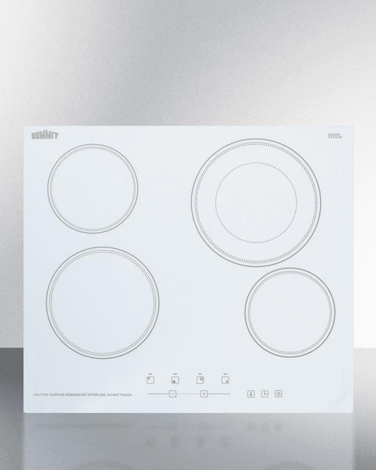 Summit CR4B23T6W 24" Wide 230v 4-burner Radiant Cooktop