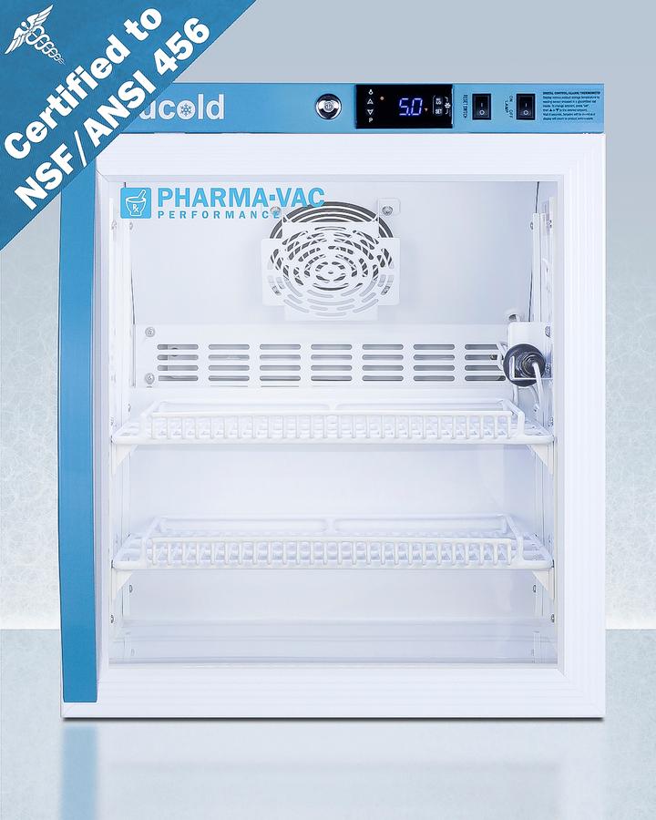 Summit ARG2PV456 2 CU.FT. Compact Vaccine Refrigerator, Certified To Nsf/ansi 456 Vaccine Storage Standard