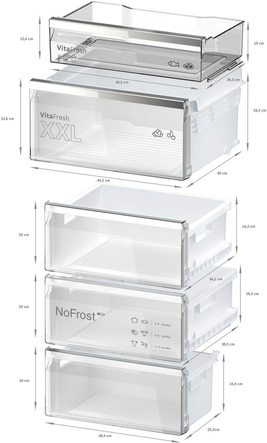 Bosch B24CB50ESS 500 Series, free-standing fridge-freezer with freezer at bottom, 24'', Brushed steel (with anti-fingerprint), Total No Frost