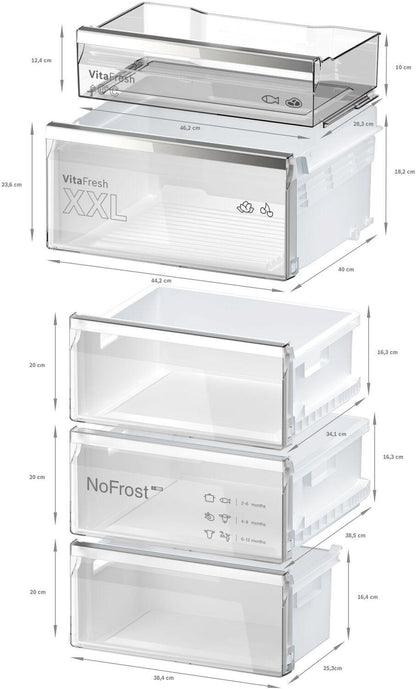 Bosch B24CB50ESS 500 Series, free-standing fridge-freezer with freezer at bottom, 24'', Brushed steel (with anti-fingerprint), Total No Frost
