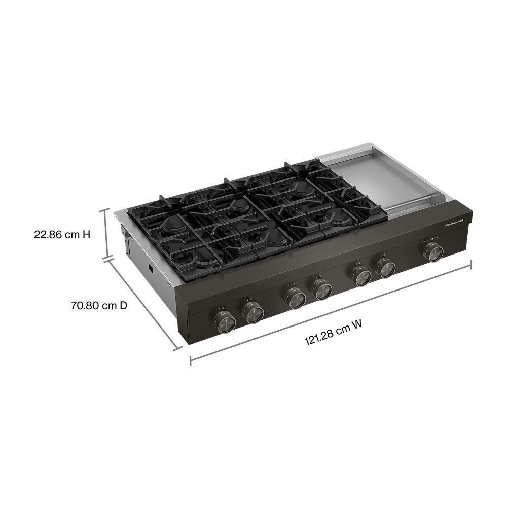 KCGK948TBE KitchenAid® 48-inch 6-Burner Gas Commercial-Style Rangetop with Griddle