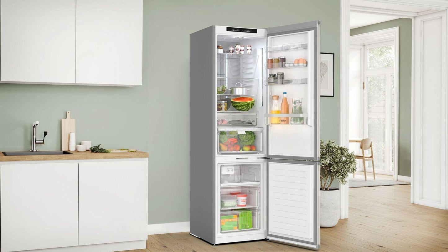 Bosch B24CB80ESS 800 Series, free-standing fridge-freezer with freezer at bottom, 24'', Brushed steel (with anti-fingerprint), Total No Frost