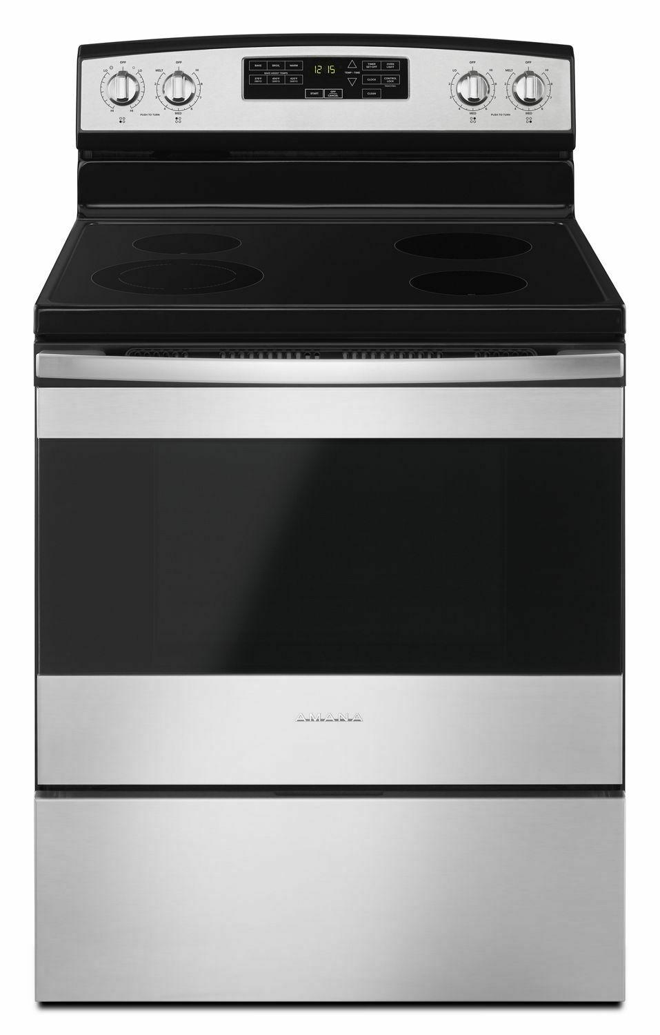 30-inch Amana® Electric Range with Extra-Large Oven Window - Black-on-Stainless