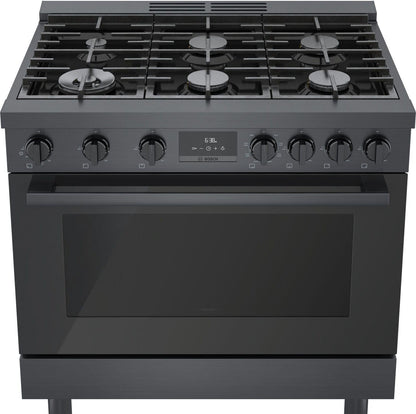 Bosch HDS8645U 800 Series, Dual fuel freestanding range, 36'', Black stainless steel