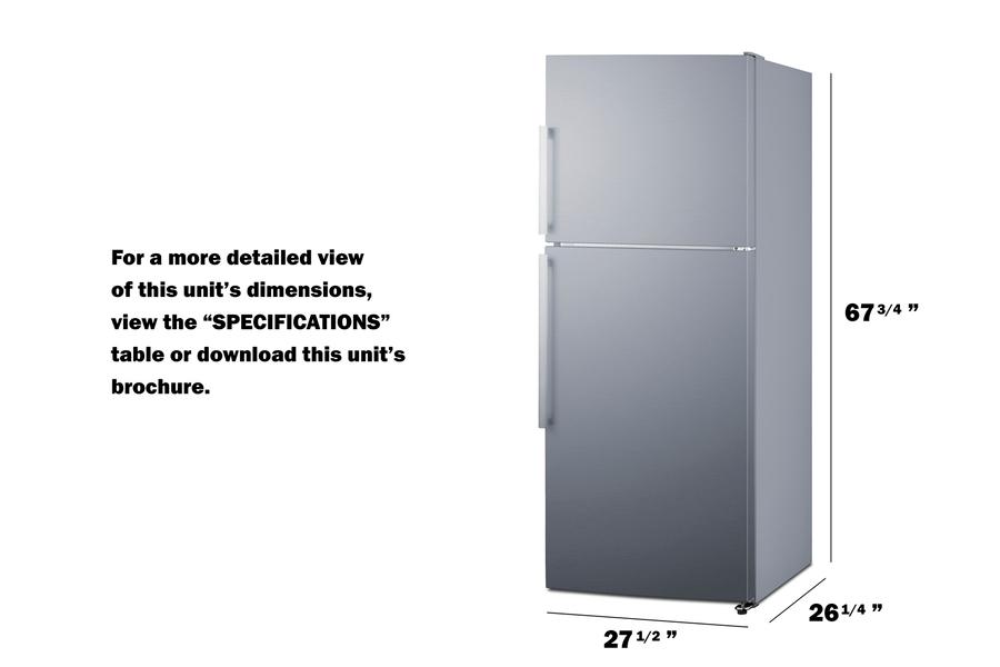 Summit FF1514SSIM 28" Wide Top Mount Refrigerator-freezer With Icemaker