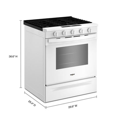 Whirlpool WSGS5030SW 30-inch Gas Smart Range with Air Cooking Technology