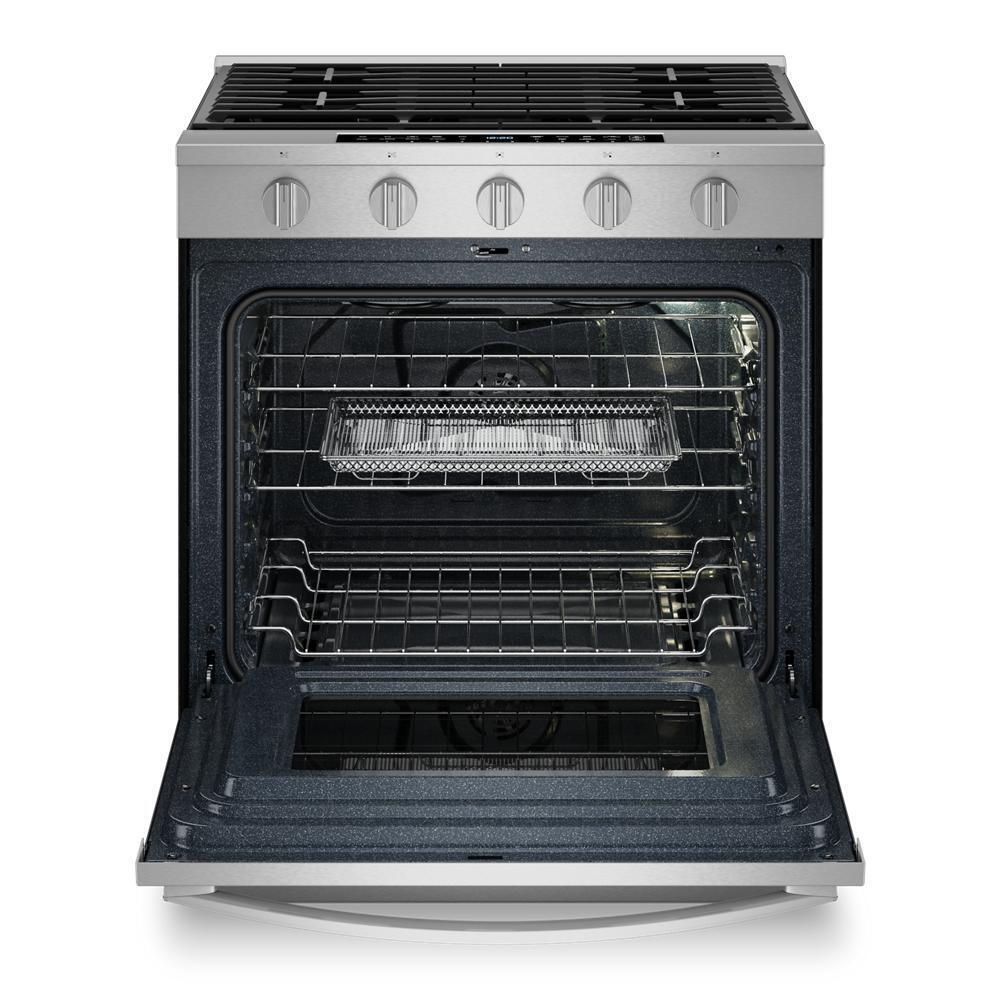 Whirlpool WSGS7530RZ 30-inch Smart Slide In Gas Range with Air Cooking Technology, No Preheat Air Fry, Steam/Self Clean and High Speed Preheat