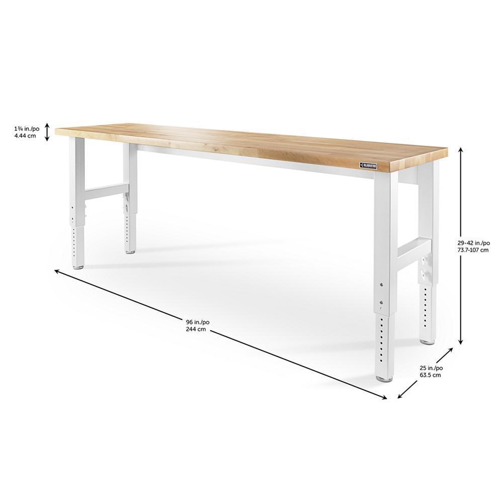 Gladiator GAWB08HWGW 8' Adjustable Height Hardwood Workbench