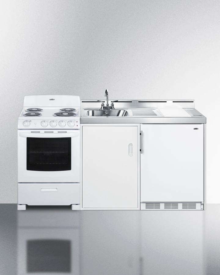 Summit ACK72COILW 72" Wide All-in-one Kitchenette With Electric Coil Range