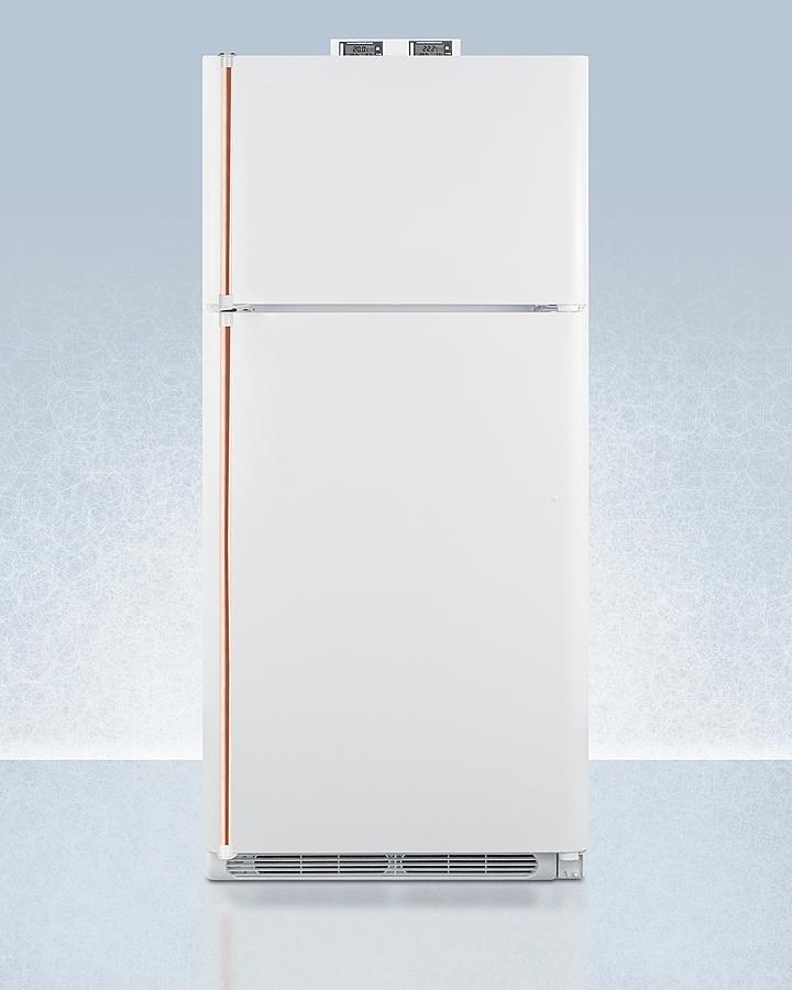 Summit BKRF18WCP 30" Wide Break Room Refrigerator-freezer With Antimicrobial Pure Copper Handle