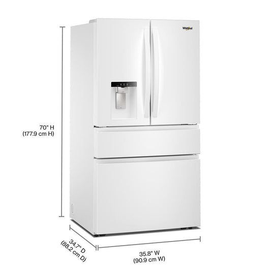 WRMF3636SW Whirlpool® 29 Cu. Ft. Family-Sized Capacity French door refrigerator with Flexible Temperature Drawer