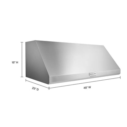 Kitchenaid KVWC908KSS 48'' 585 or 1170 CFM Motor Class Commercial-Style Wall-Mount Canopy Range Hood