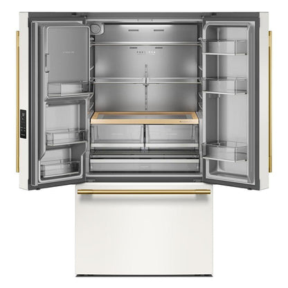 Kitchenaid KRFF436SPL 30 Cu. Ft. 36-Inch French Door Refrigerator with Exterior Water and Ice Dispenser and Wood-Look Sliding Tray in Porcelain White