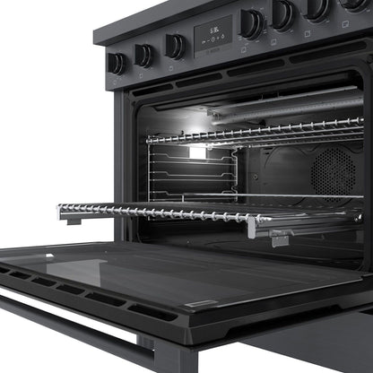 Bosch HDS8645U 800 Series, Dual fuel freestanding range, 36'', Black stainless steel