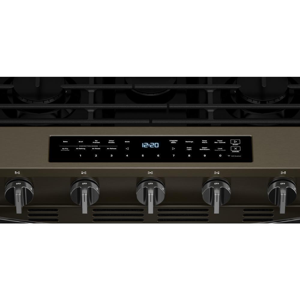 Whirlpool WSGS7530RV 30-inch Smart Slide In Gas Range with Air Cooking Technology, No Preheat Air Fry, Steam/Self Clean and High Speed Preheat