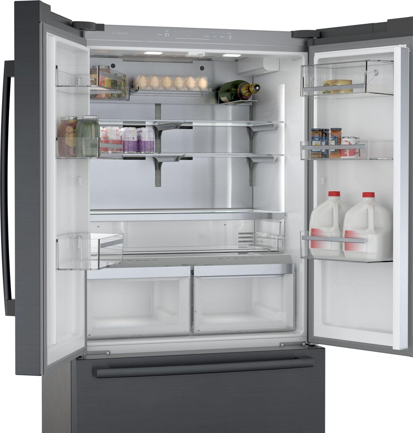 Bosch B36CT80SNB 800 Series, French Door Bottom freezer, multi door, 36'', Black inox-antifingerprint