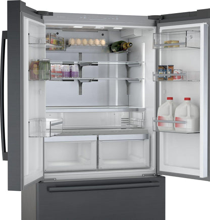 Bosch B36CT80SNB 800 Series, French Door Bottom freezer, multi door, 36'', Black inox-antifingerprint