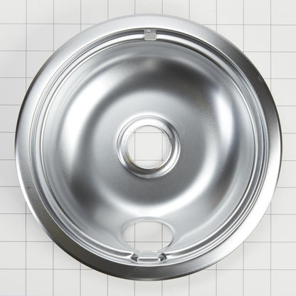 Whirlpool W10278125 Range Electric/Cooktop 4-Pack Round Drip Bowls (Two 6-IN and Two 8-IN) - Chrome for Non-Hinged, 2-Wire Plug Cooking Elements