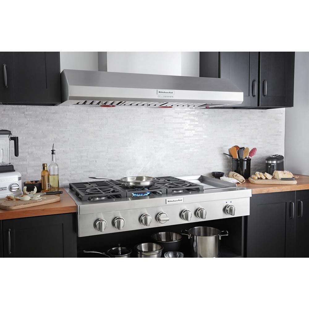 Kitchenaid KVWC958KSS 48'' 585 or 1170 CFM Motor Class Commercial-Style Wall-Mount Canopy Range Hood