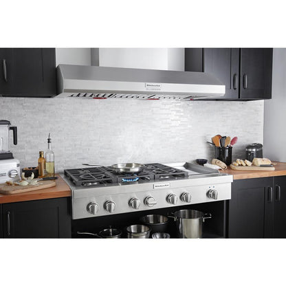 Kitchenaid KVWC958KSS 48'' 585 or 1170 CFM Motor Class Commercial-Style Wall-Mount Canopy Range Hood