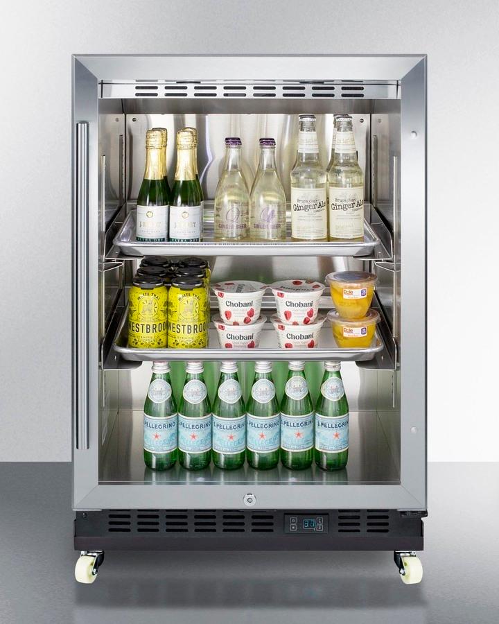 Summit SCR610BLRI 24" Wide Built-in Mini Reach-in Beverage Center With Dolly