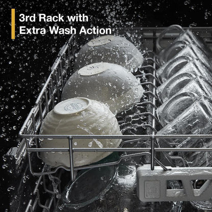Whirlpool WDPS7024RZ Eco Series Quiet Dishwasher with a washing 3rd Rack & Water Repellent Silverware Basket