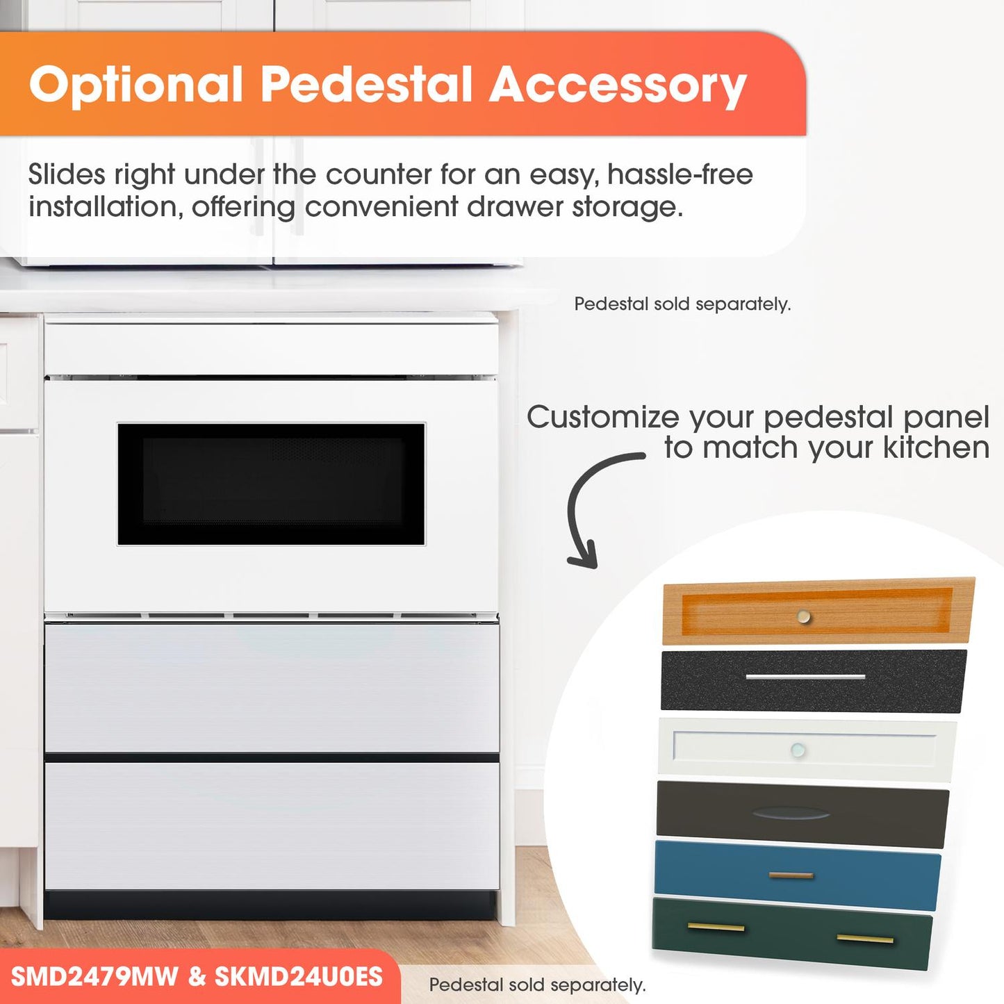 SMD2479MW Sharp 24 in. 1.2 cu. ft. Deco Series Built-In Smart Microwave Drawer™ Oven with Easy Wave Open in White