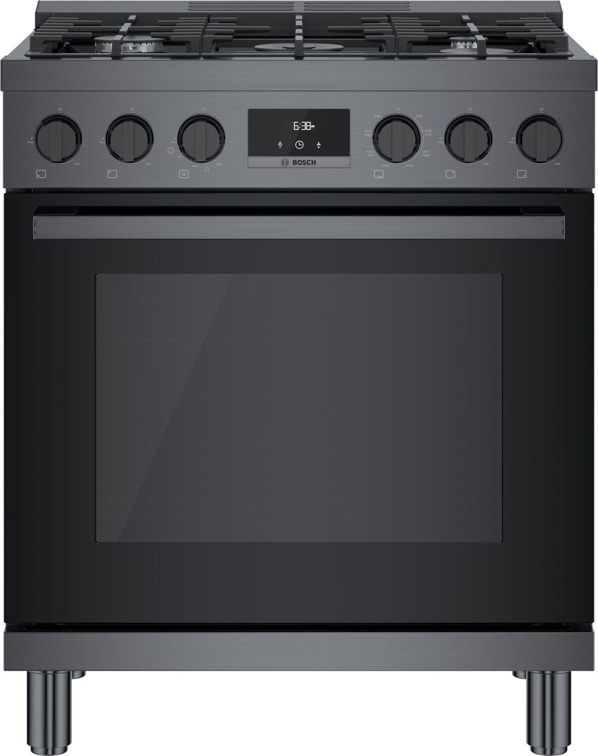 Bosch HDS8045U 800 Series, Dual fuel freestanding range, 30'', Black stainless steel