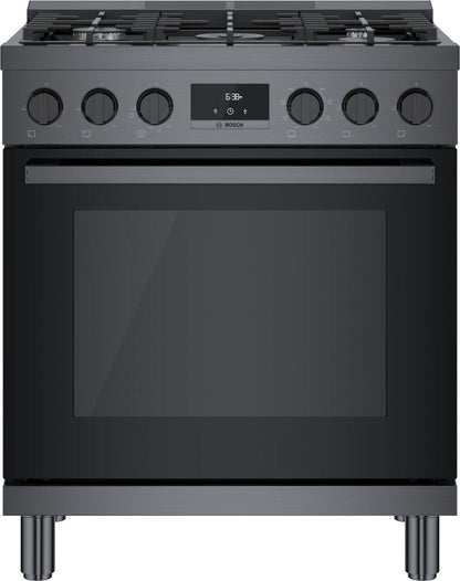 Bosch HDS8045U 800 Series, Dual fuel freestanding range, 30'', Black stainless steel