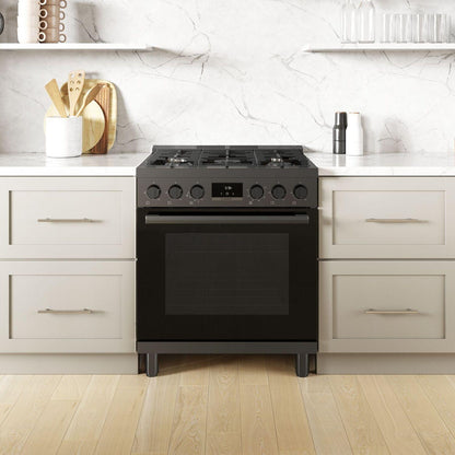 Bosch HGS8045UC 800 Series, Gas freestanding range, 30'', Black stainless steel