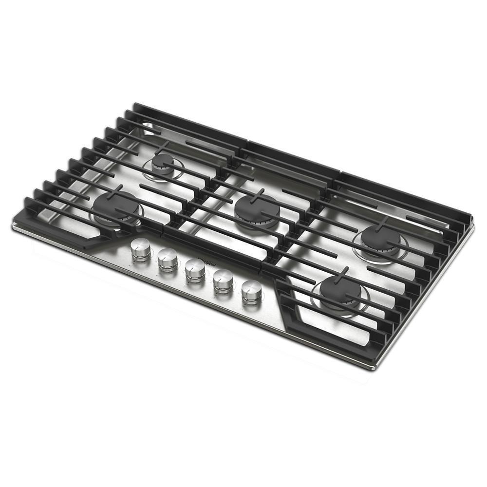 Whirlpool WCGK7036PS 36-inch Gas Cooktop with 5 Burners and EZ-2-Lift™ Hinged Cast-Iron Grates