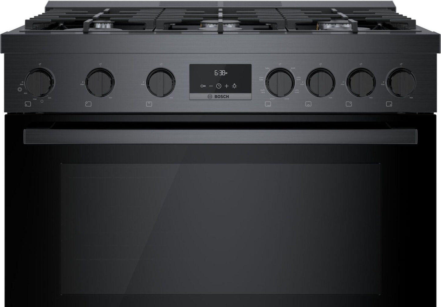 Bosch HDS8645U 800 Series, Dual fuel freestanding range, 36'', Black stainless steel