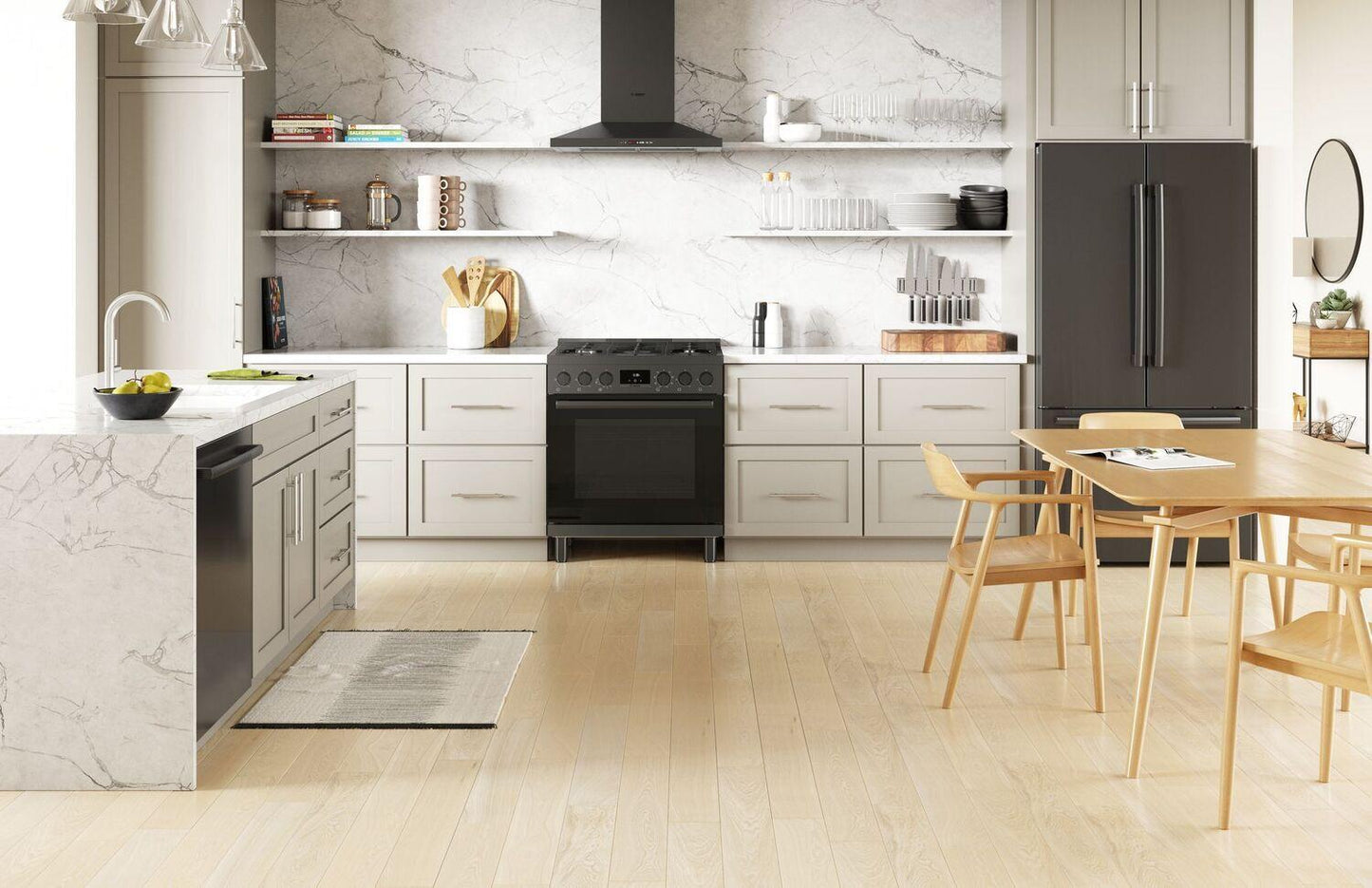 Bosch HDS8045U 800 Series, Dual fuel freestanding range, 30'', Black stainless steel