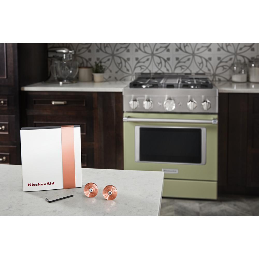 Maytag W11368841CF KitchenAid Commercial-Style Range Handle Medallion Kit - Copper (Includes Two Medallions, Screws, and One 1/8-IN Hex Wrench)