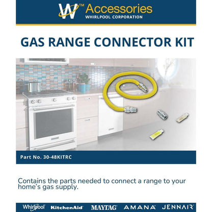Maytag 3048KITRC 4' Gas Range Connector Kit with two 1/2" & one 3/4" male/female connectors, and sealant